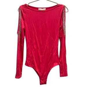 Blue B – Crystal cold shoulder bodysuit (Sold by ECB) – Raspberry Pink – Size S